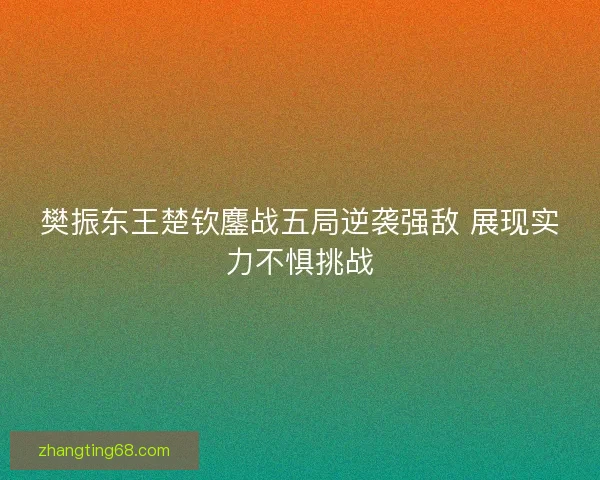 樊振东王楚钦鏖战五局逆袭强敌 展现实力不惧挑战